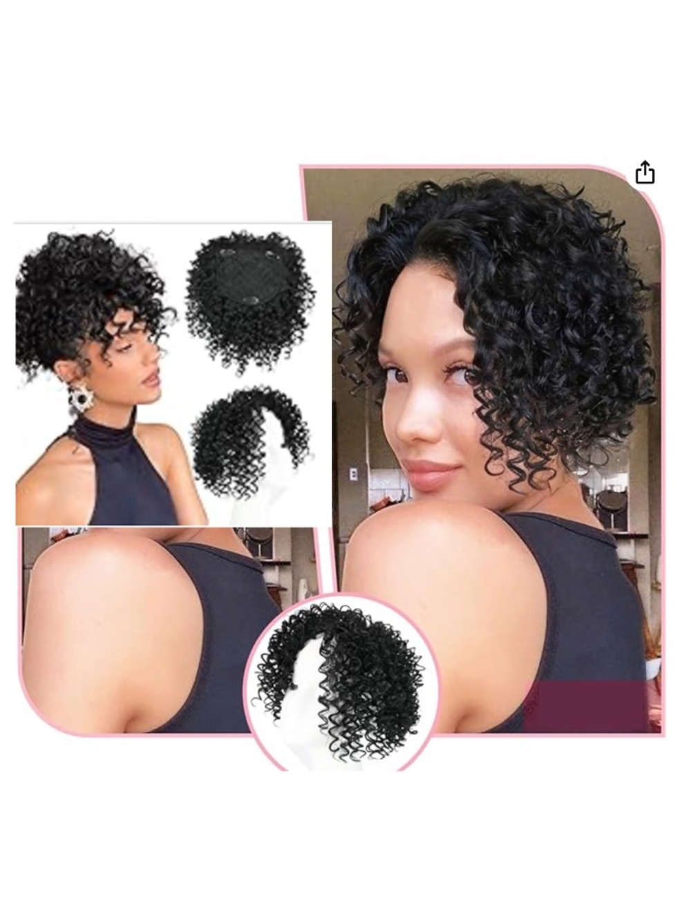 Adancyler Curly Black Hair Topper : Unused New in Original Packaging